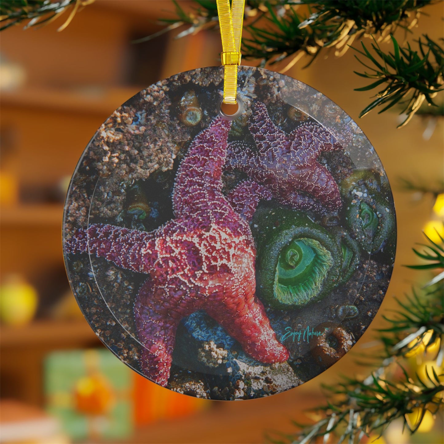 Marine Life Starfish Glass Ornament – Coastal-Inspired Elegance in Glass