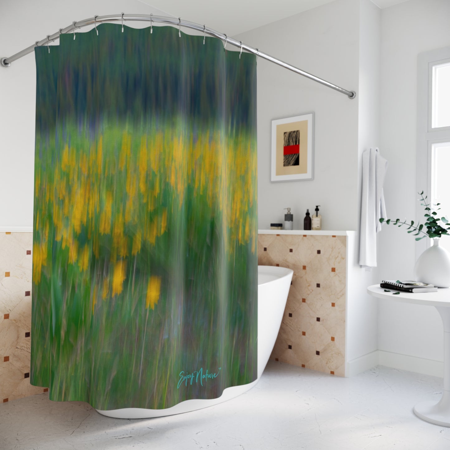 Floral Abstract Shower Curtain | Nature Inspired Earthy Bathroom Décor | Enjoy Nature Collection