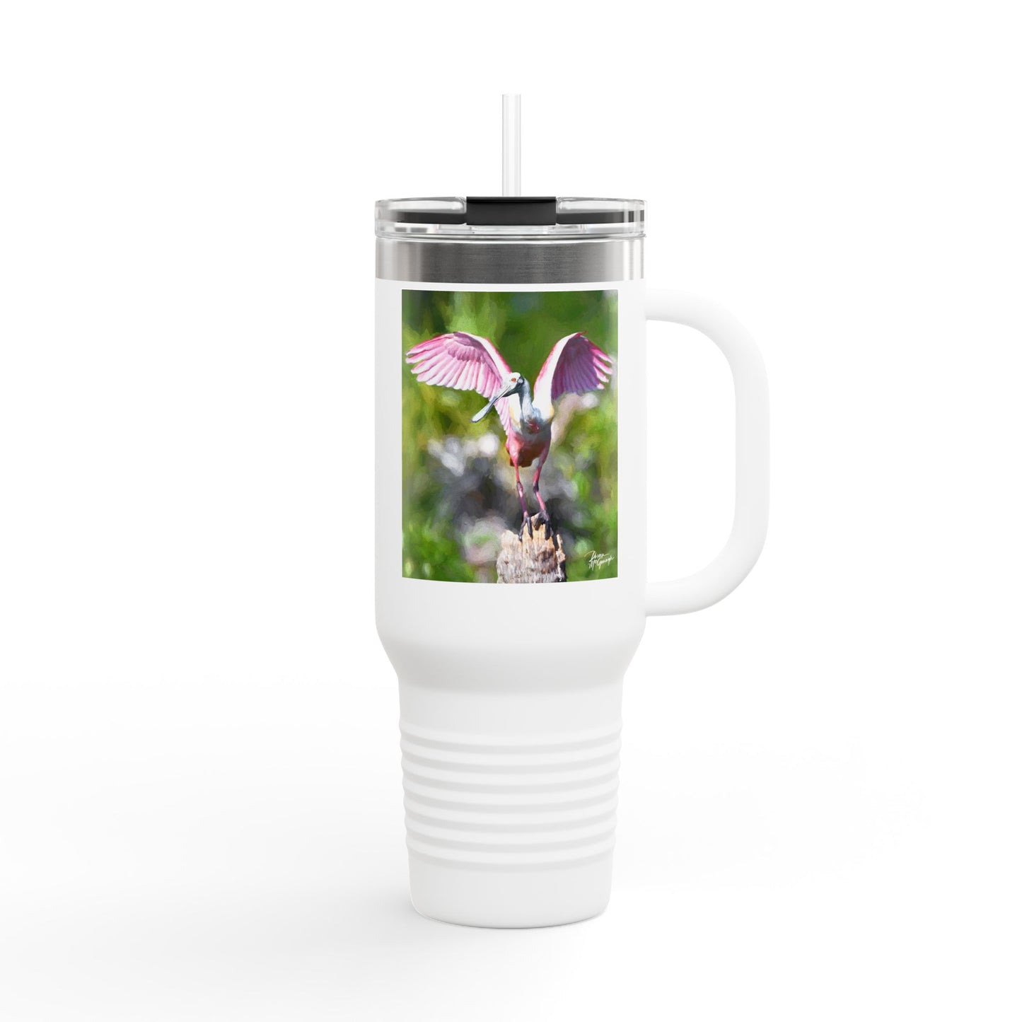 Roseate Spoonbill Insulated Travel Mug – 40oz Stainless Steel Nature-Inspired Drinkware