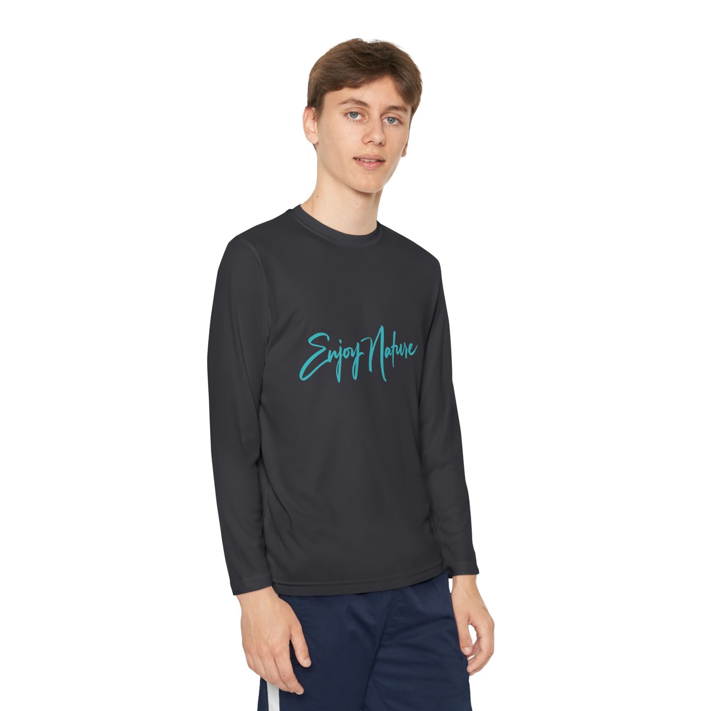Moose with Baby Youth Long Sleeve Competitor Tee | Nature Inspired Activewear for Kids | Enjoy Nature Collectio