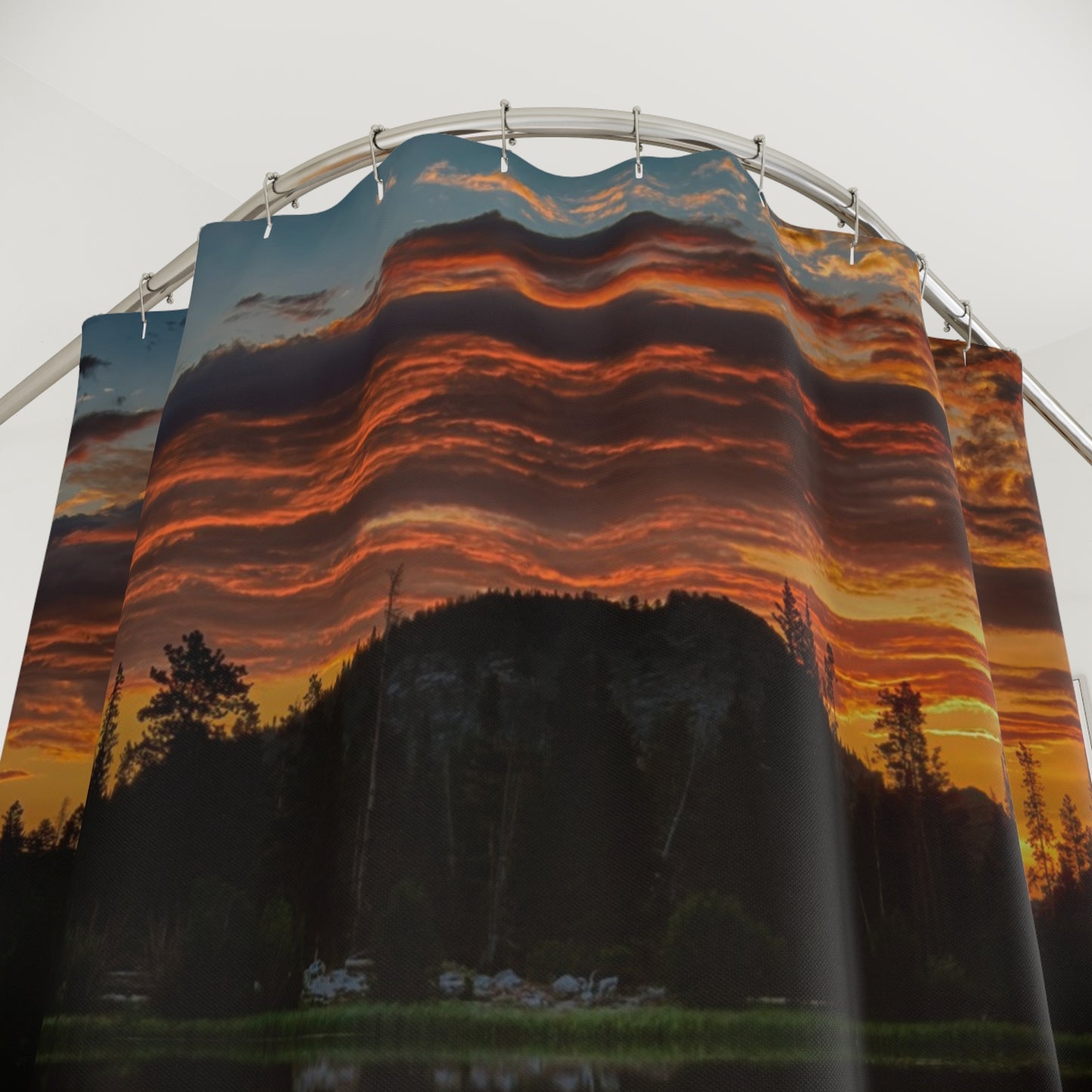 Sunset Reflection Shower Curtain | Nature Inspired Earthy Bathroom Décor | Enjoy Nature Collection