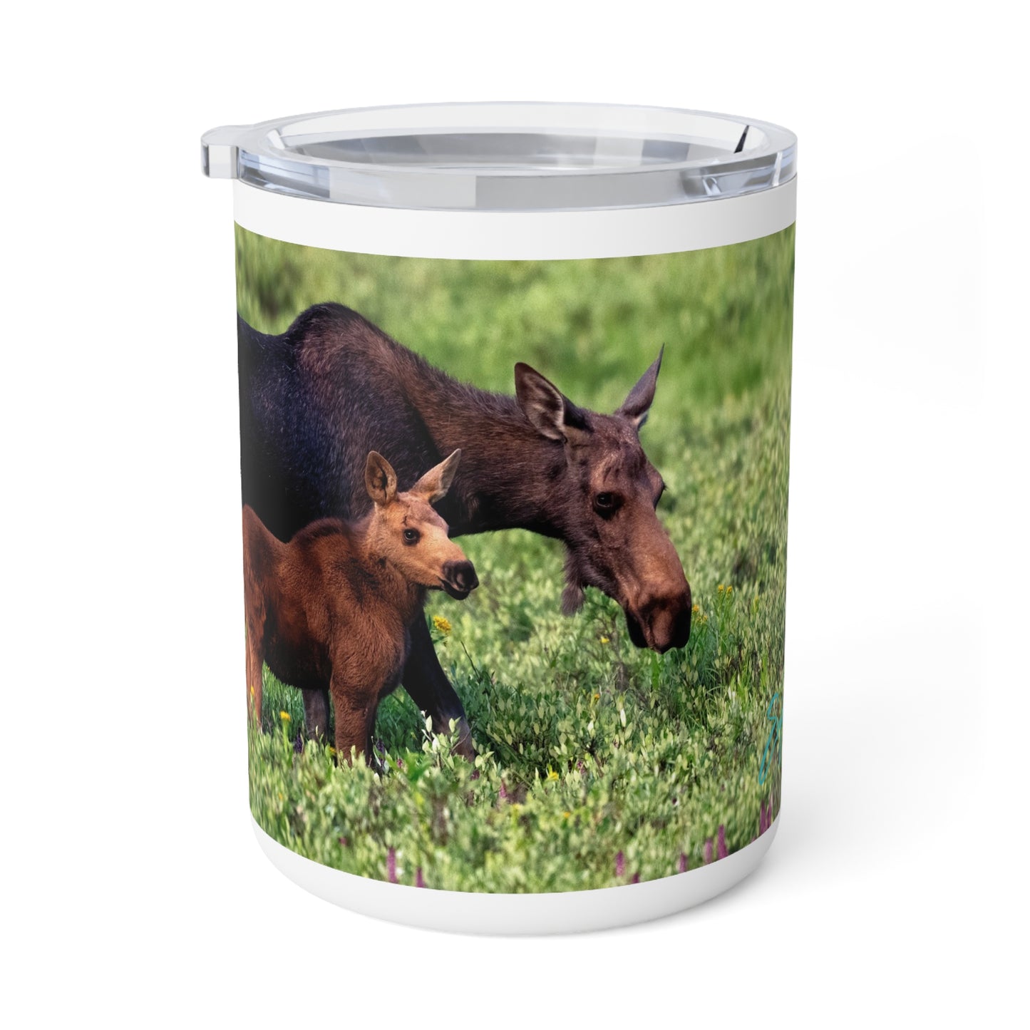 Moose with Baby 10oz Insulated Coffee & Tea Mug | Nature Inspired Stainless Steel Travel Cup | Enjoy Nature Collection
