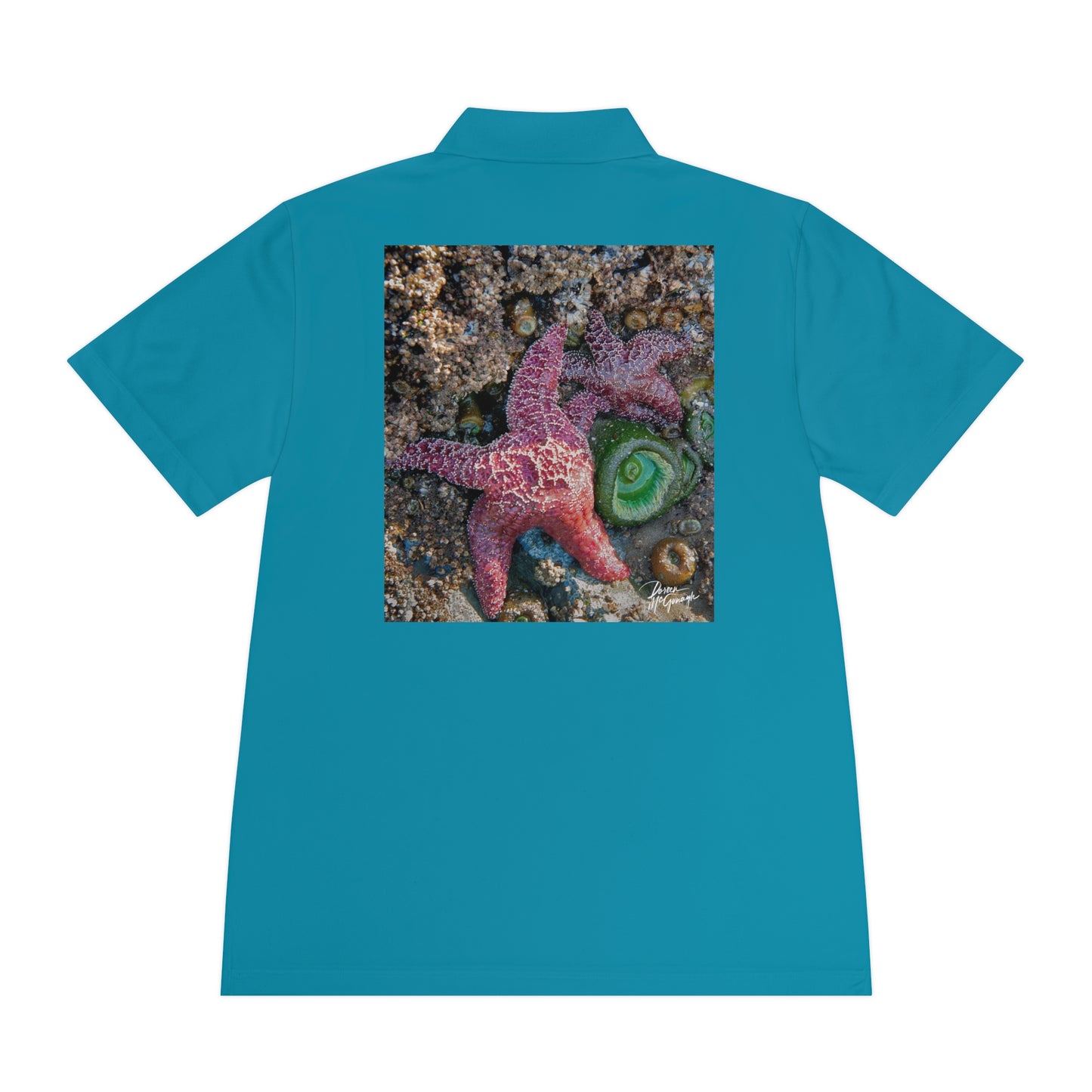 Men's Sport Polo Shirt with Starfish Design - Casual Summer Wear for Beach, Gifts, Travel, Outdoor Activities, Resort Style