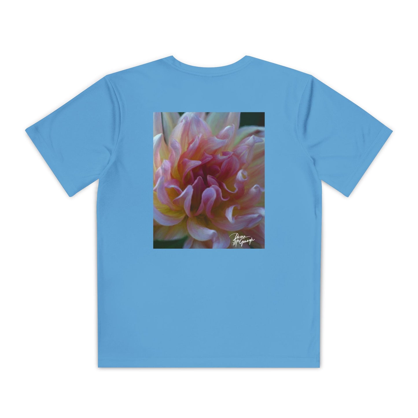 Youth Nature Tee – Veil of Cream and Blush Dahlia Design, Perfect Gift for Kids, Stylish Summer Top, Birthday Shirt, Fun Sportswear