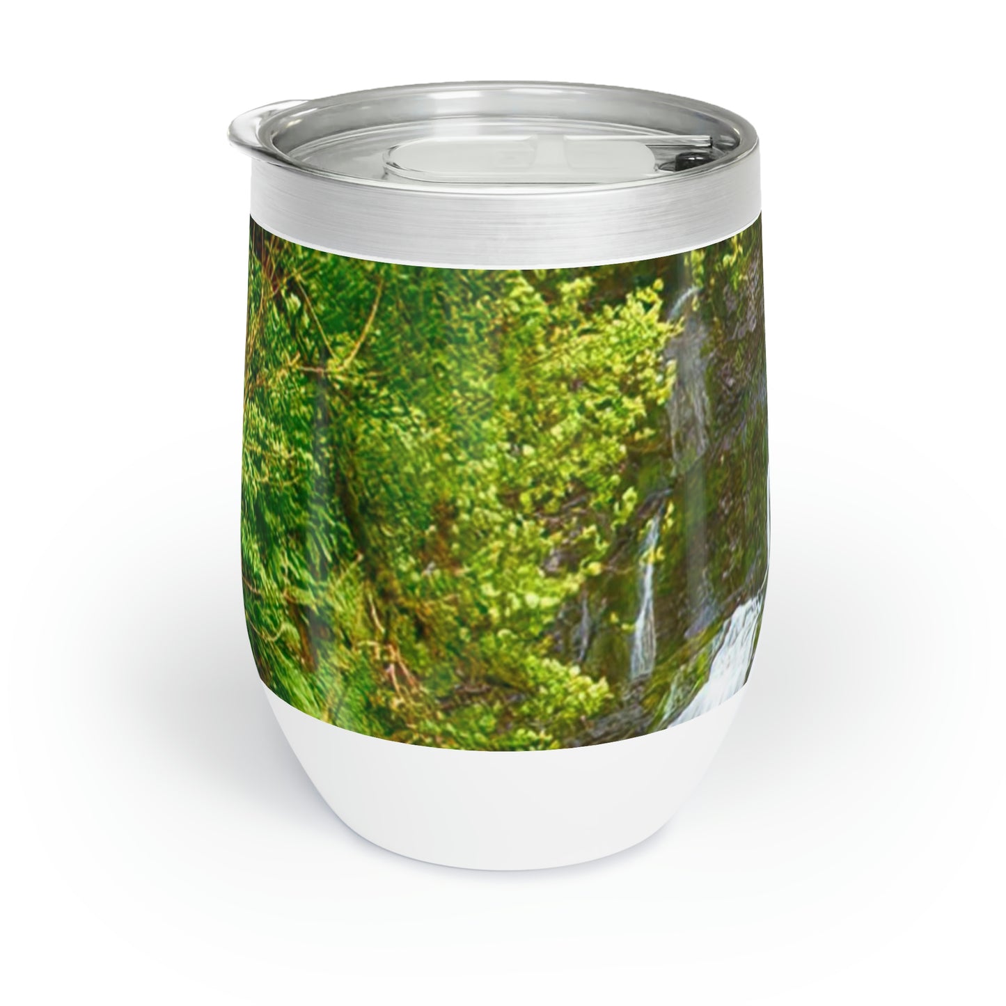 Eco friendly, Nature Waterfall ,12 oz insulated wine tumbler with lid