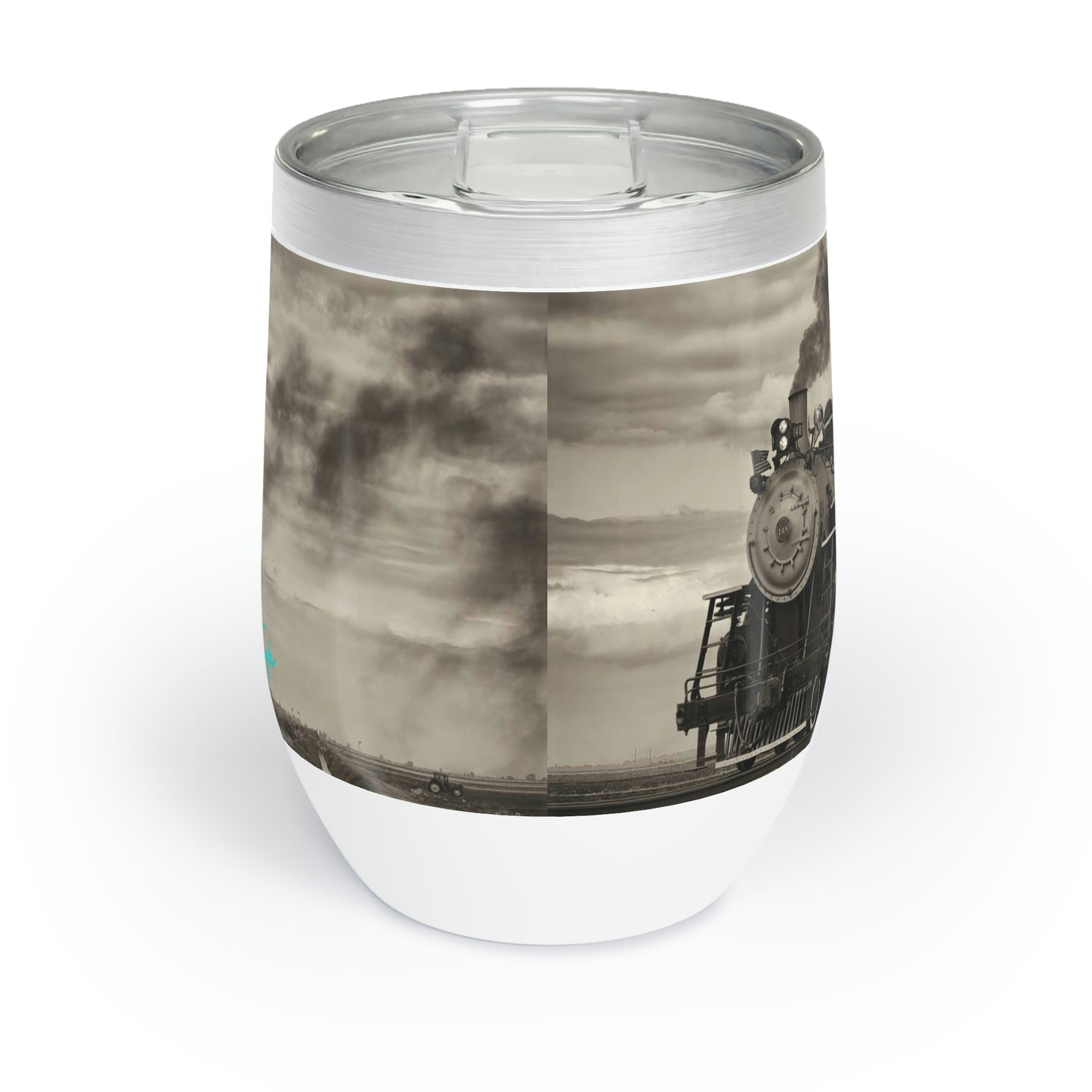 Eco friendly, Vintage Steam Engine 148, 12 oz insulated wine tumbler with lid