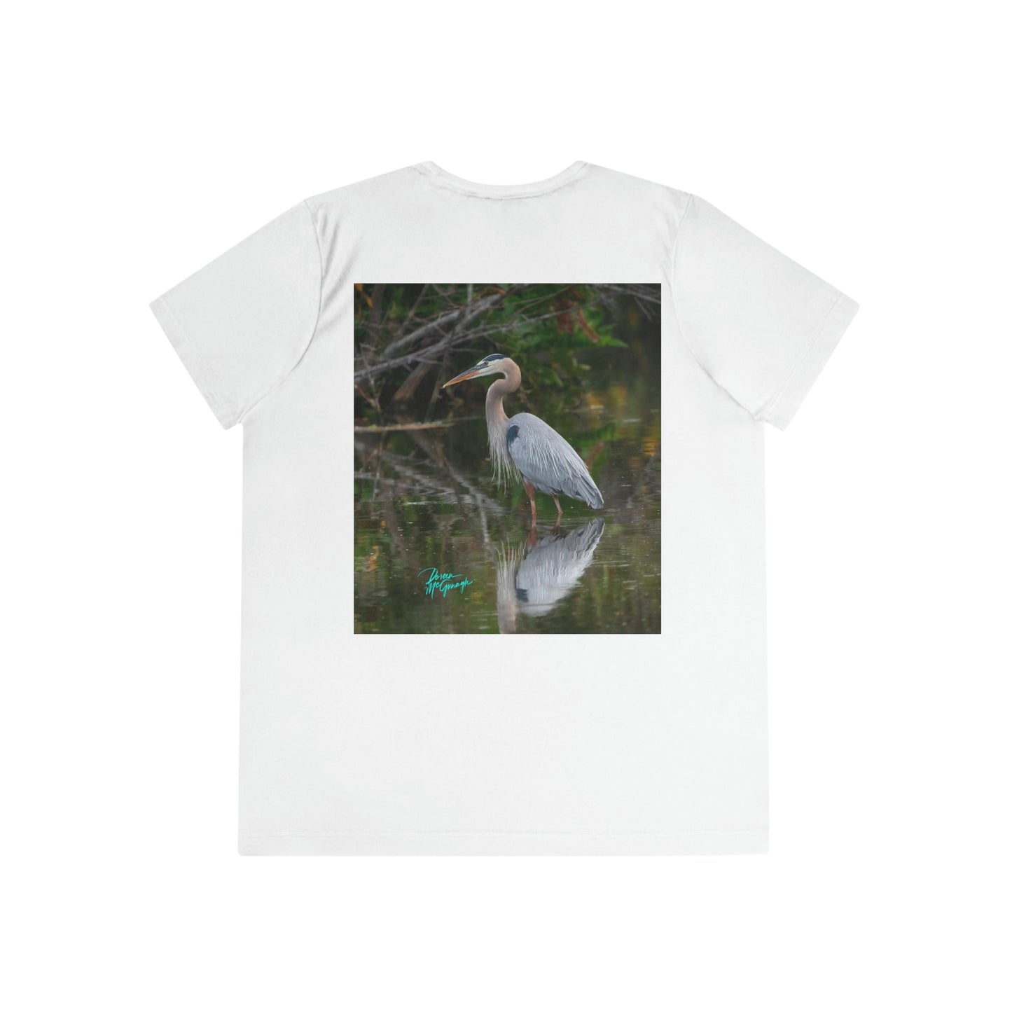 Womens Fitted Tee Shirts Great Blue Heron, Performance shirt