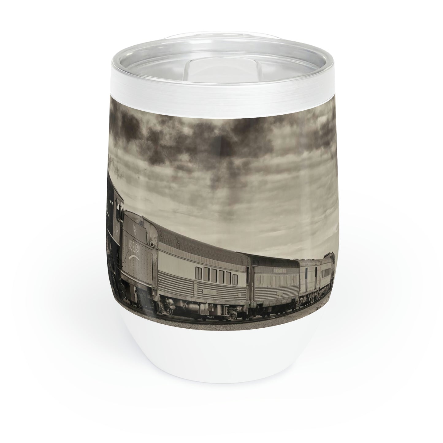 Eco friendly, Vintage Steam Engine 148, 12 oz insulated wine tumbler with lid