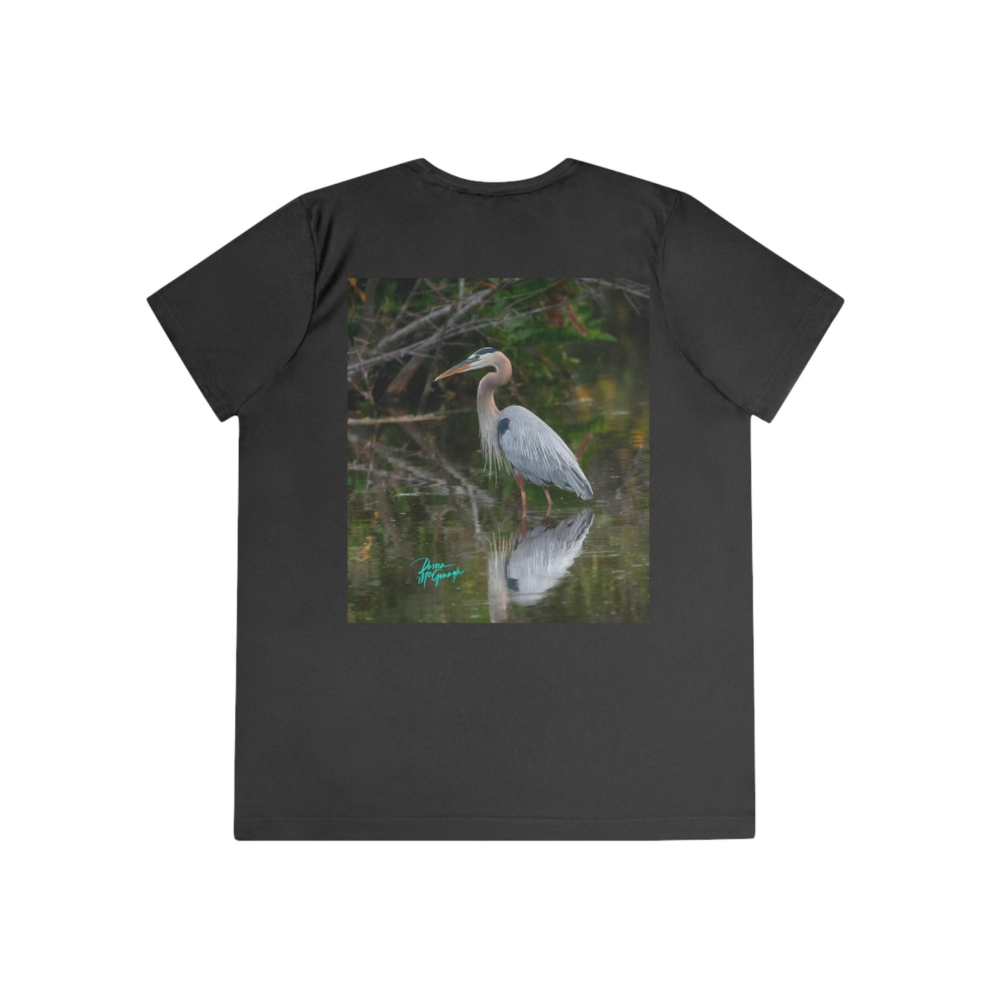 Womens Fitted Tee Shirts Great Blue Heron, Performance shirt