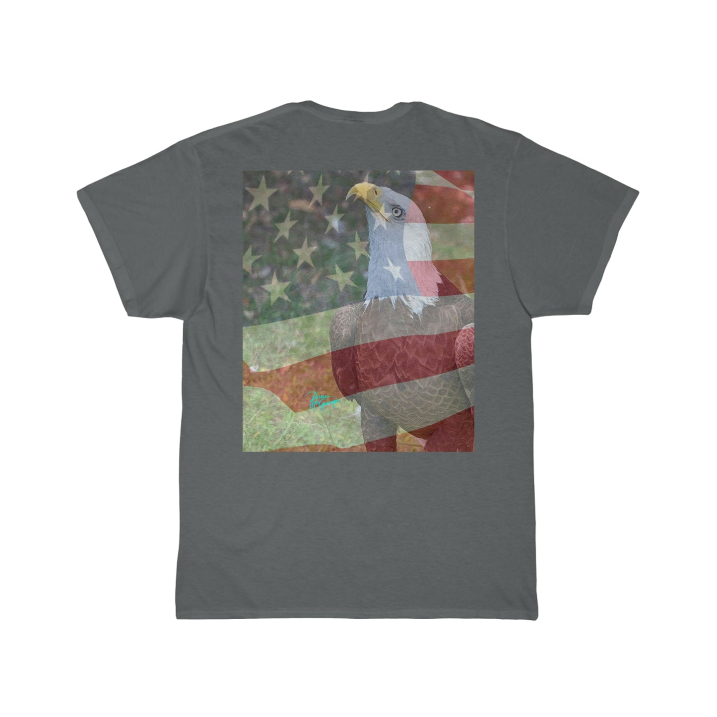 Mens Cotton Tee Patriotic Bald Eagle with American Flag 13 Short Sleeve Plus Sizes