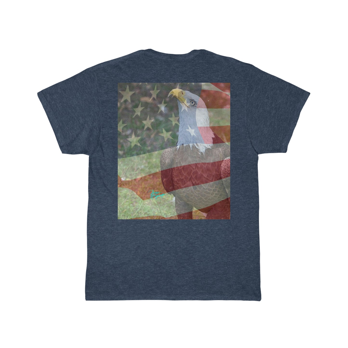 Mens Cotton Tee Patriotic Bald Eagle with American Flag 13 Short Sleeve Plus Sizes