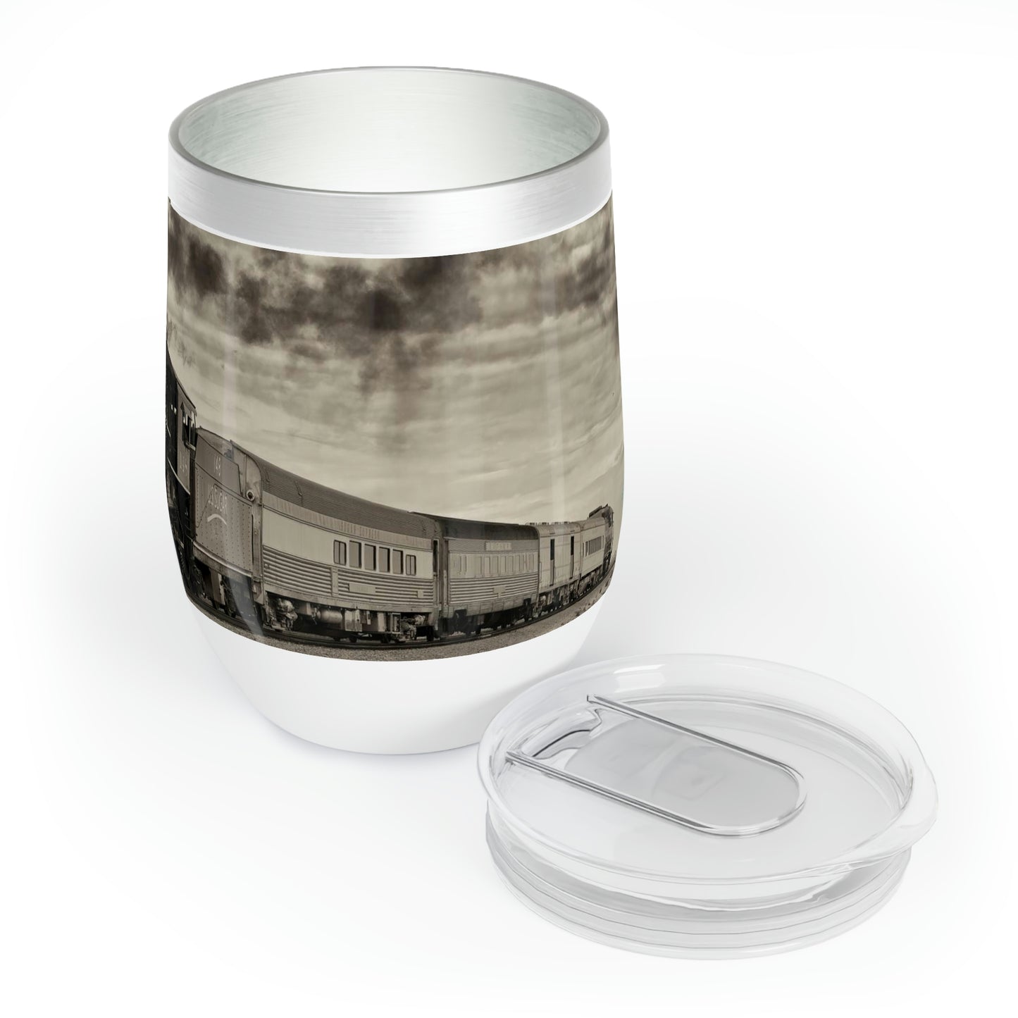 Eco friendly, Vintage Steam Engine 148, 12 oz insulated wine tumbler with lid