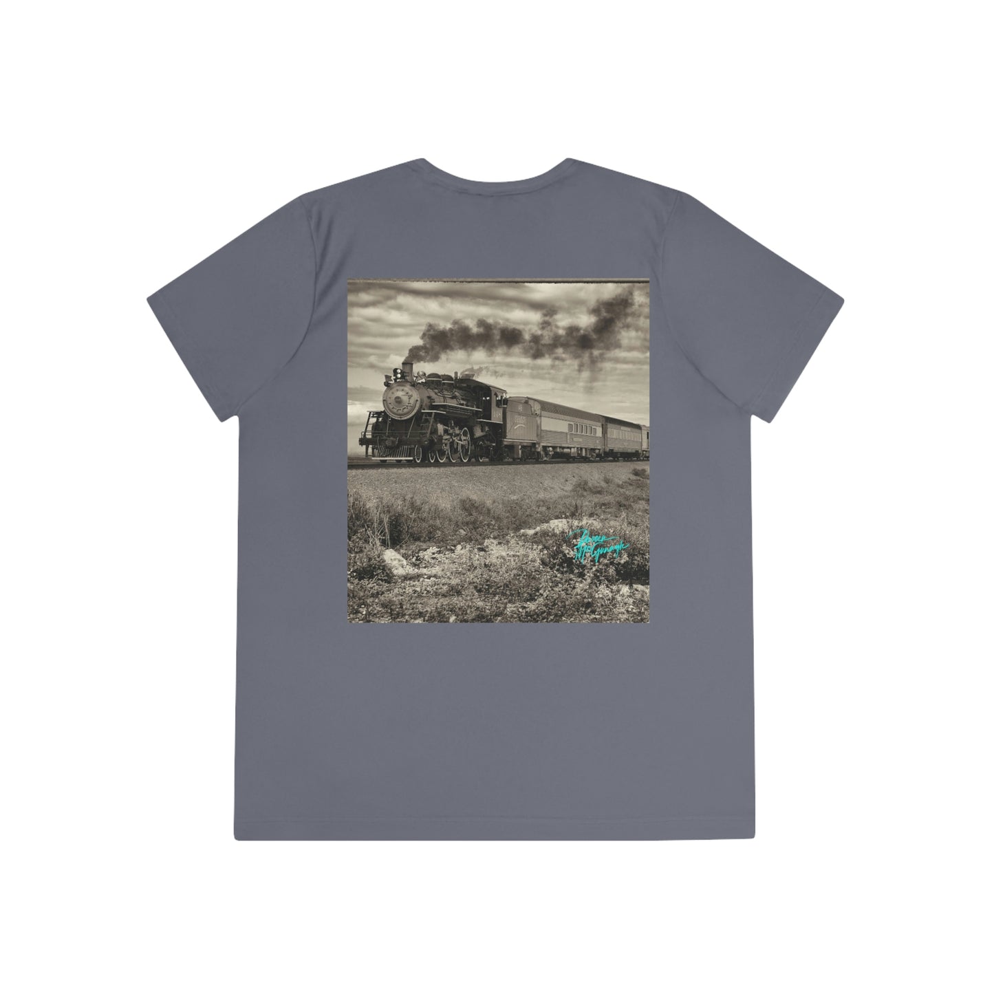 Womens Fitted Tee Shirts Steam Engine 148 Train, Performance shirt
