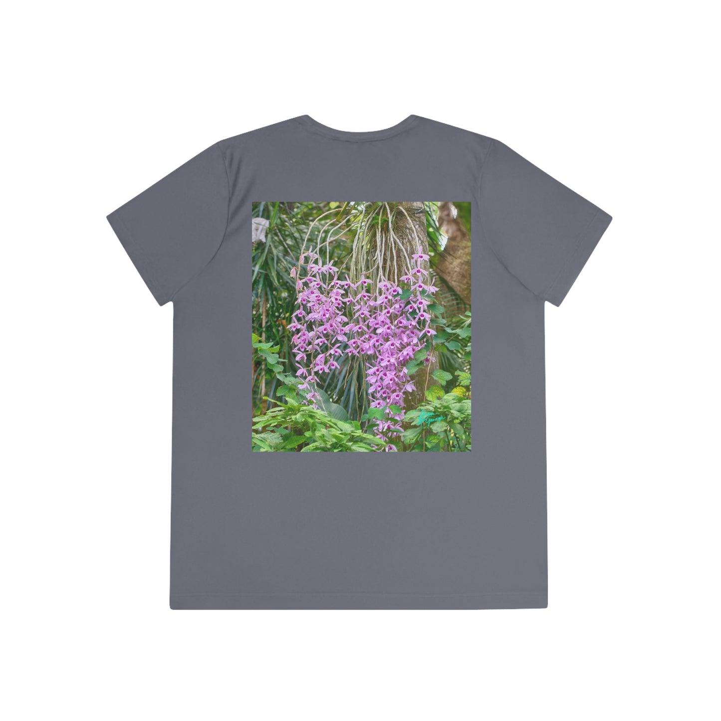 Womens Fitted Tee Shirts Purple Dendrobium Orchid 02, Performance shirt