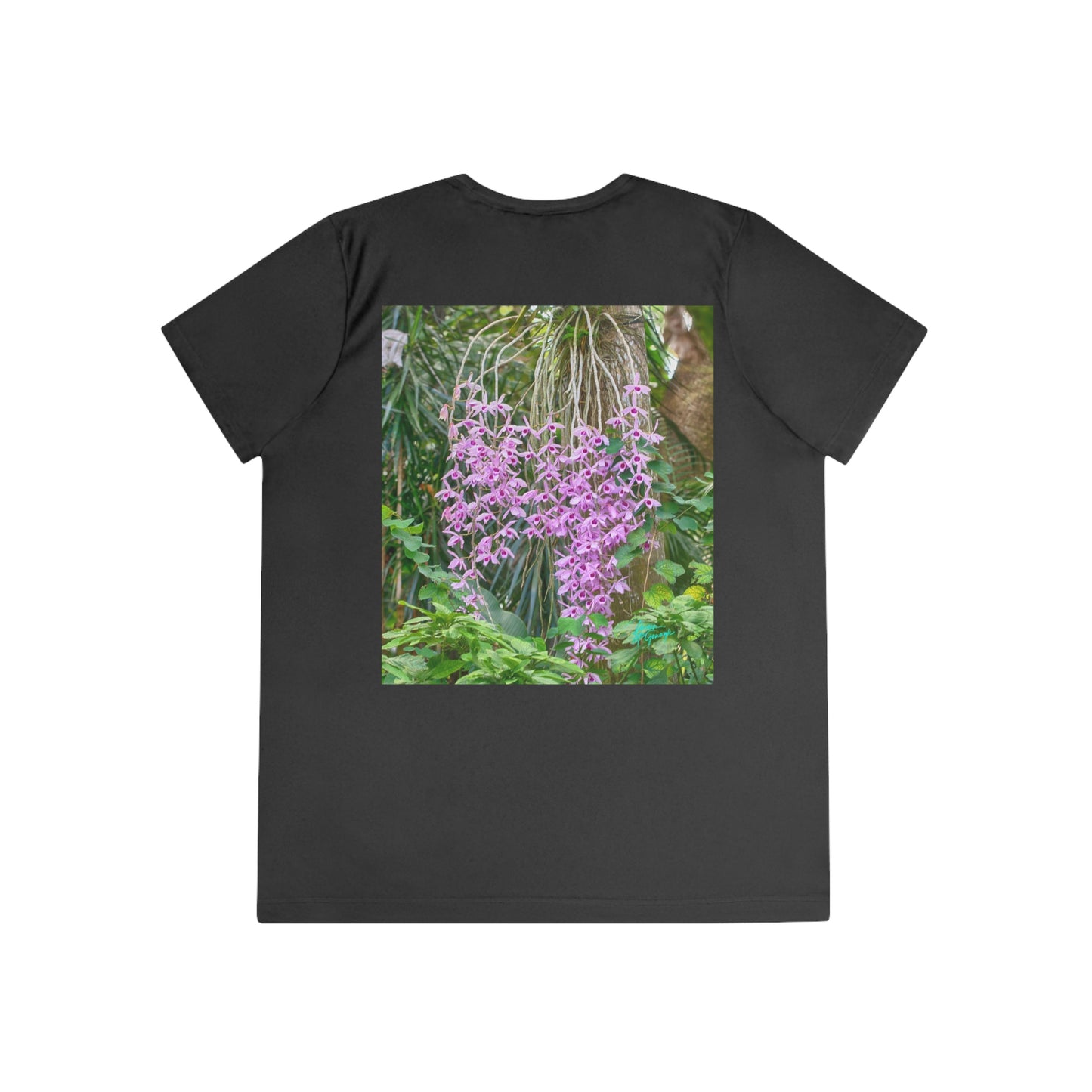Womens Fitted Tee Shirts Purple Dendrobium Orchid 02, Performance shirt