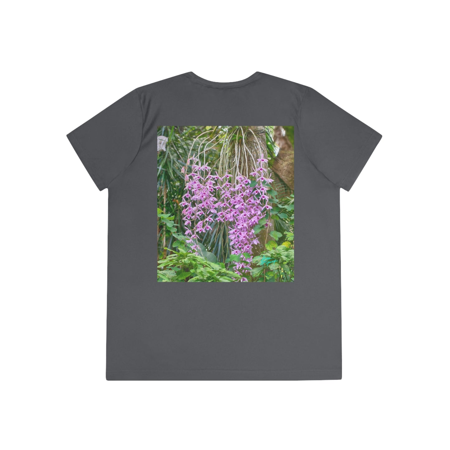 Womens Fitted Tee Shirts Purple Dendrobium Orchid 02, Performance shirt