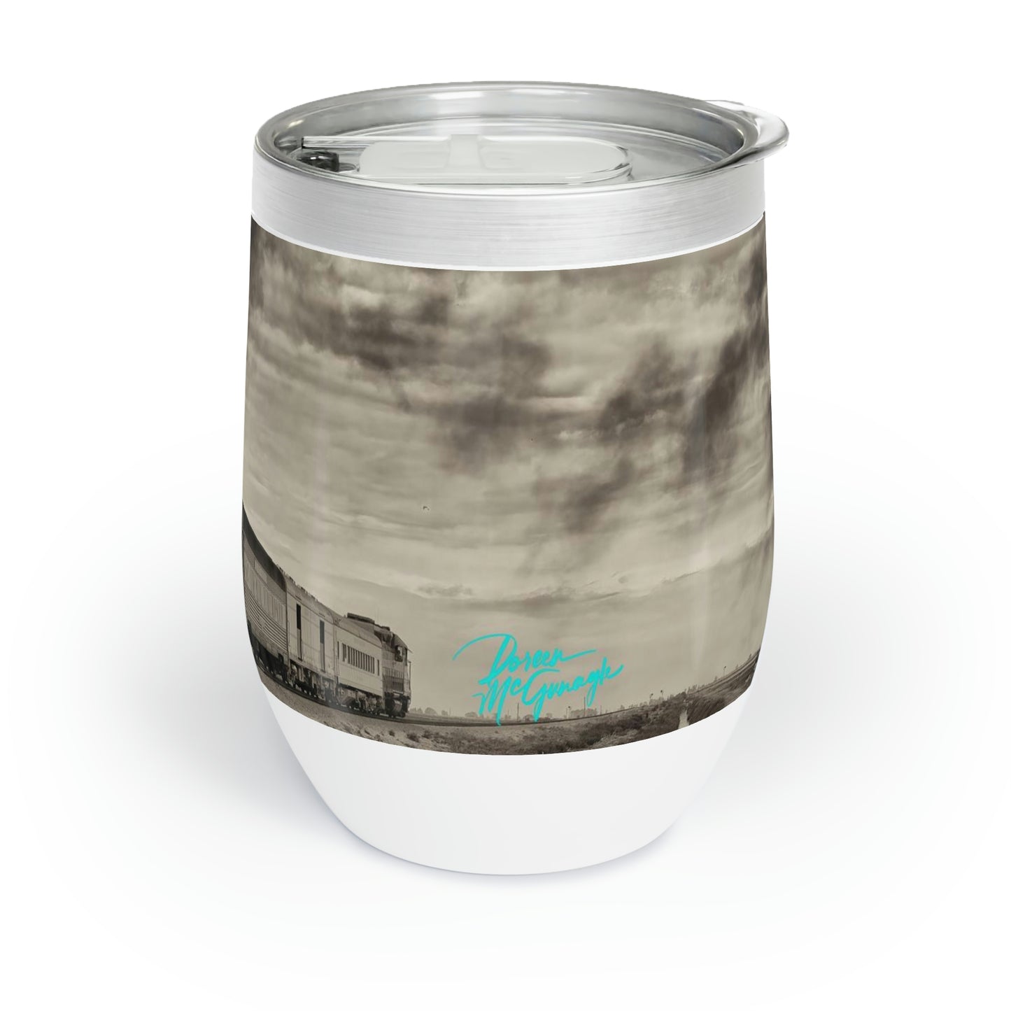 Eco friendly, Vintage Steam Engine 148, 12 oz insulated wine tumbler with lid