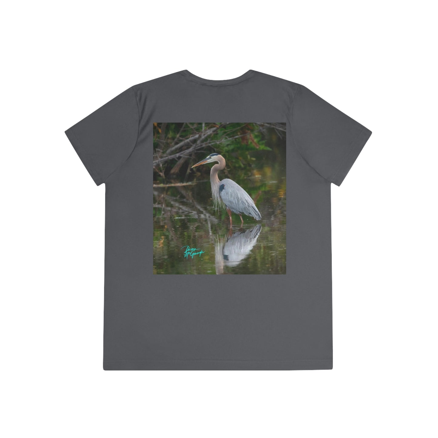 Womens Fitted Tee Shirts Great Blue Heron, Performance shirt