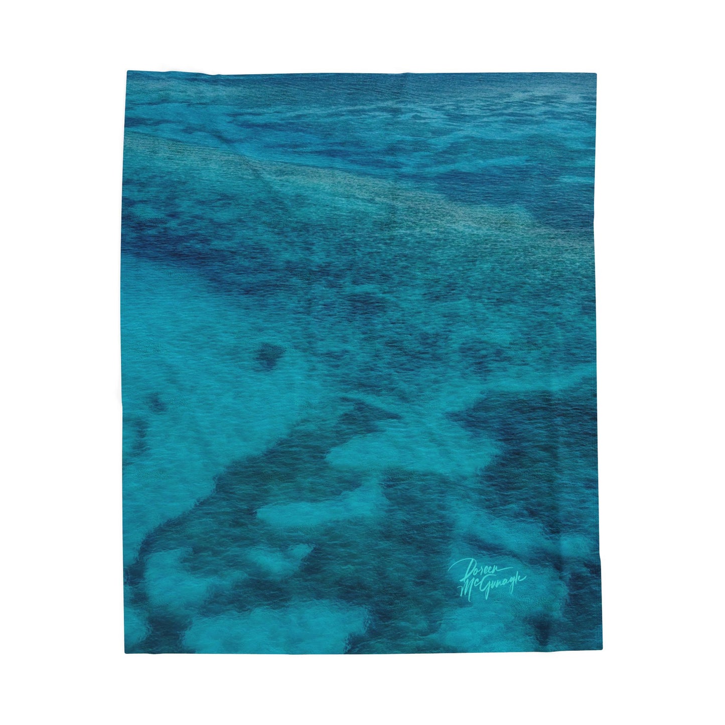 Velveteen Plush Blanket — Ocean Teal Watercolor Throw Enjoy Nature | Spirited Design Studio