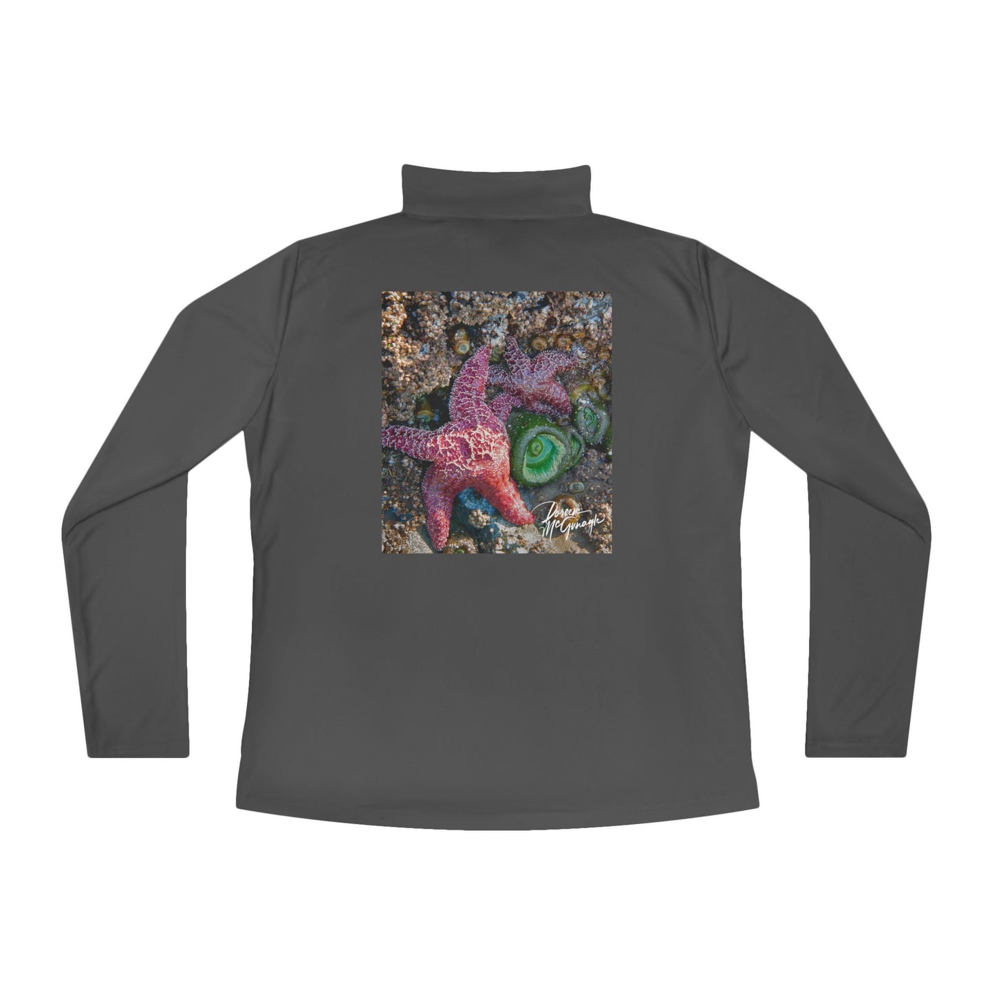 Ladies Quarter-Zip Pullover – Coastal Starfish Design | Beachwear, Trendy Sportswear, and Casual Gift for Her