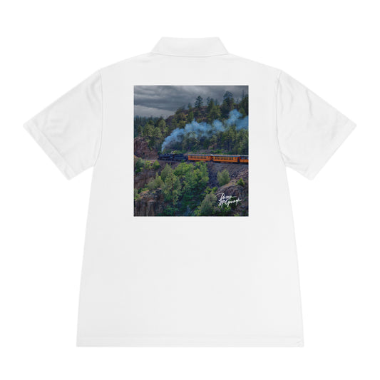 Steam Engine Durango-Silverton Line Men’s Sport Polo Shirt | Nature Inspired Activewear | Enjoy Nature Collection