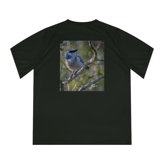 Women's Performance V-Neck T-Shirt – Scrub Jay Design | Lightweight Nature-Inspired Activewear