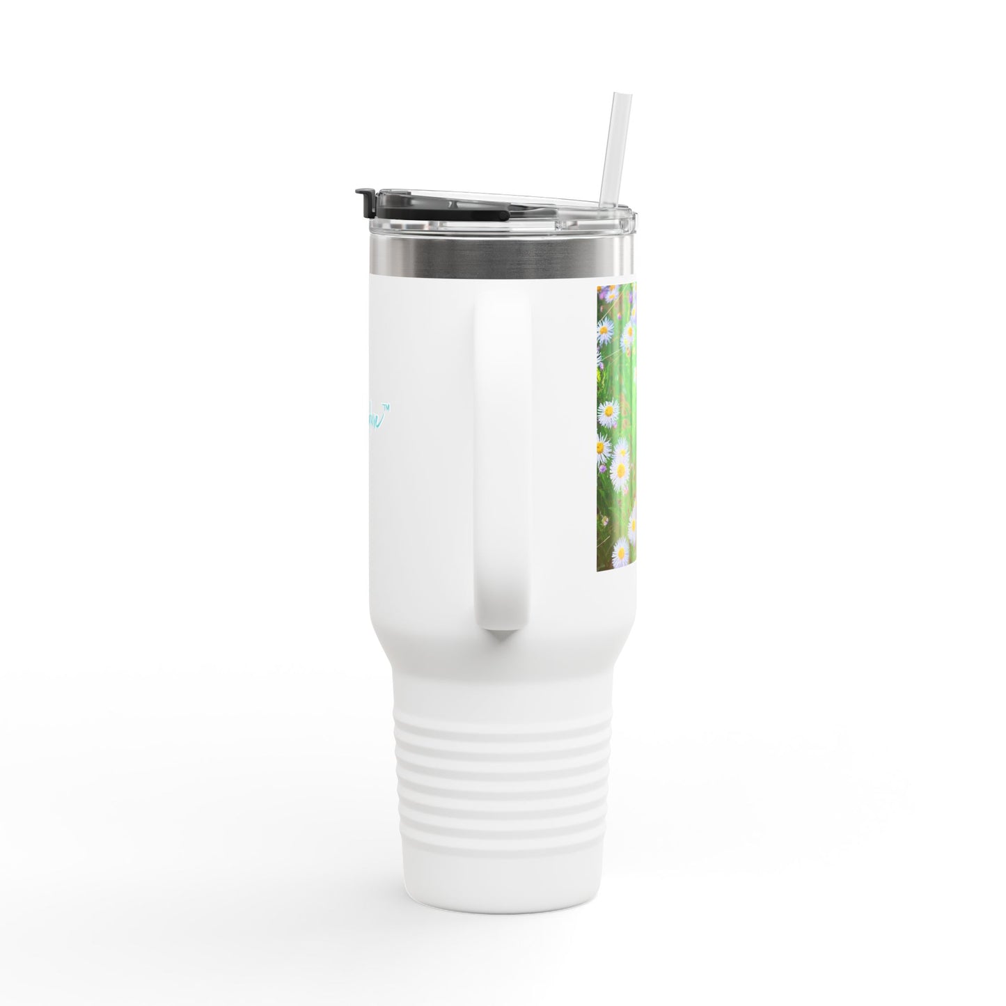 Wild Daisies 40oz Insulated Travel Mug with Handle | Nature Inspired Stainless Steel Drinkware | Enjoy Nature Collection