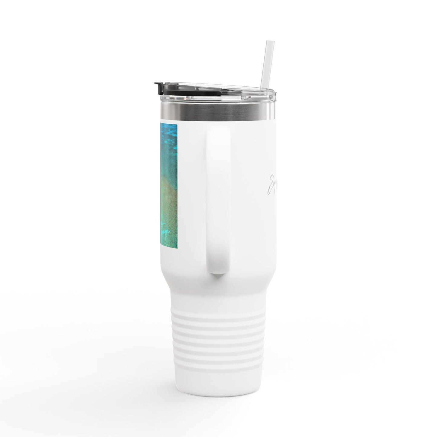 40 oz Insulated Travel Mug — Turquoise Ocean Enjoy Nature | Spirited Design Studio