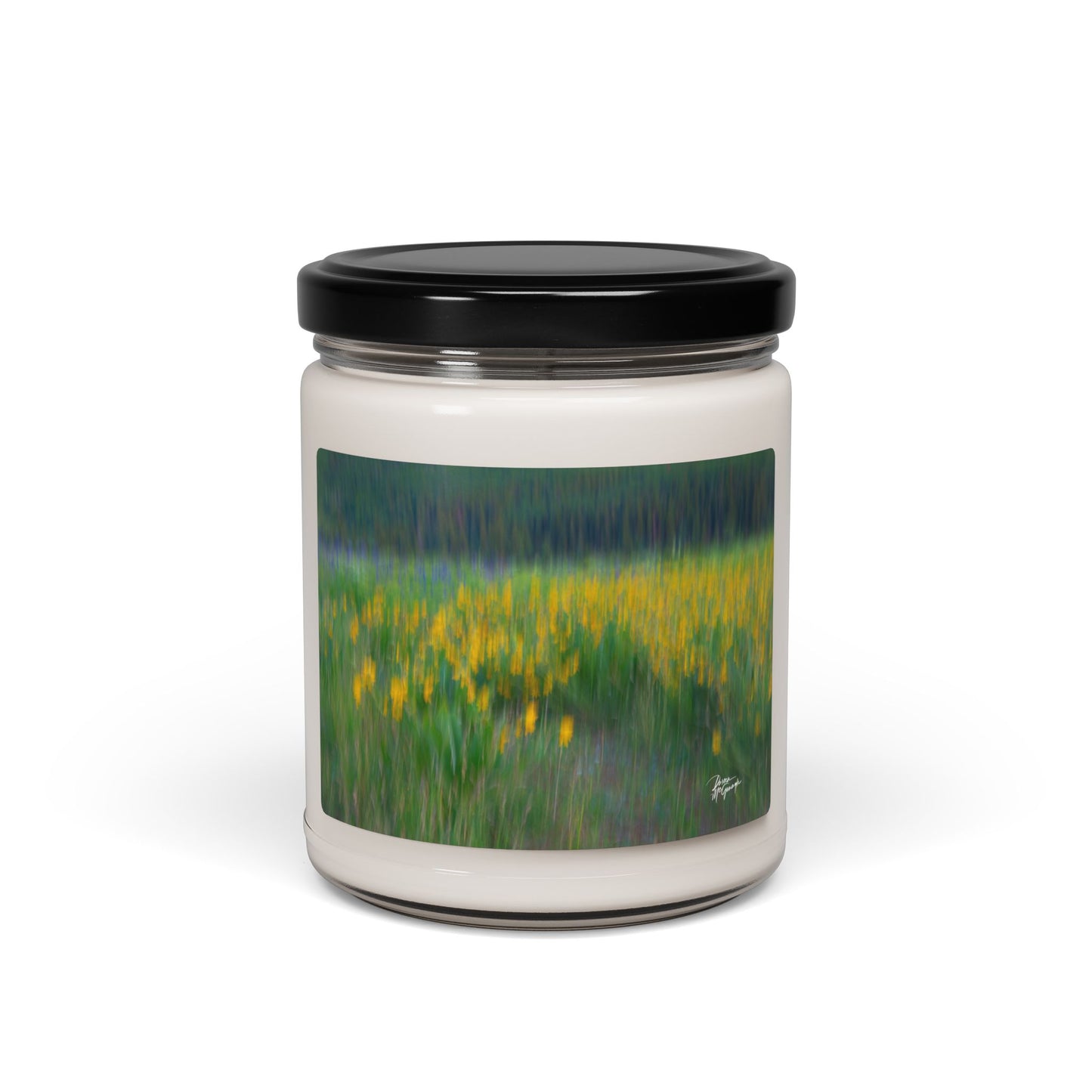Scented Soy Candle with Abstract Floral Design, Eco-Friendly Aromatherapy Candle, Home Fragrance Gift, Relaxing Soy Wax Candle, Spring Decor