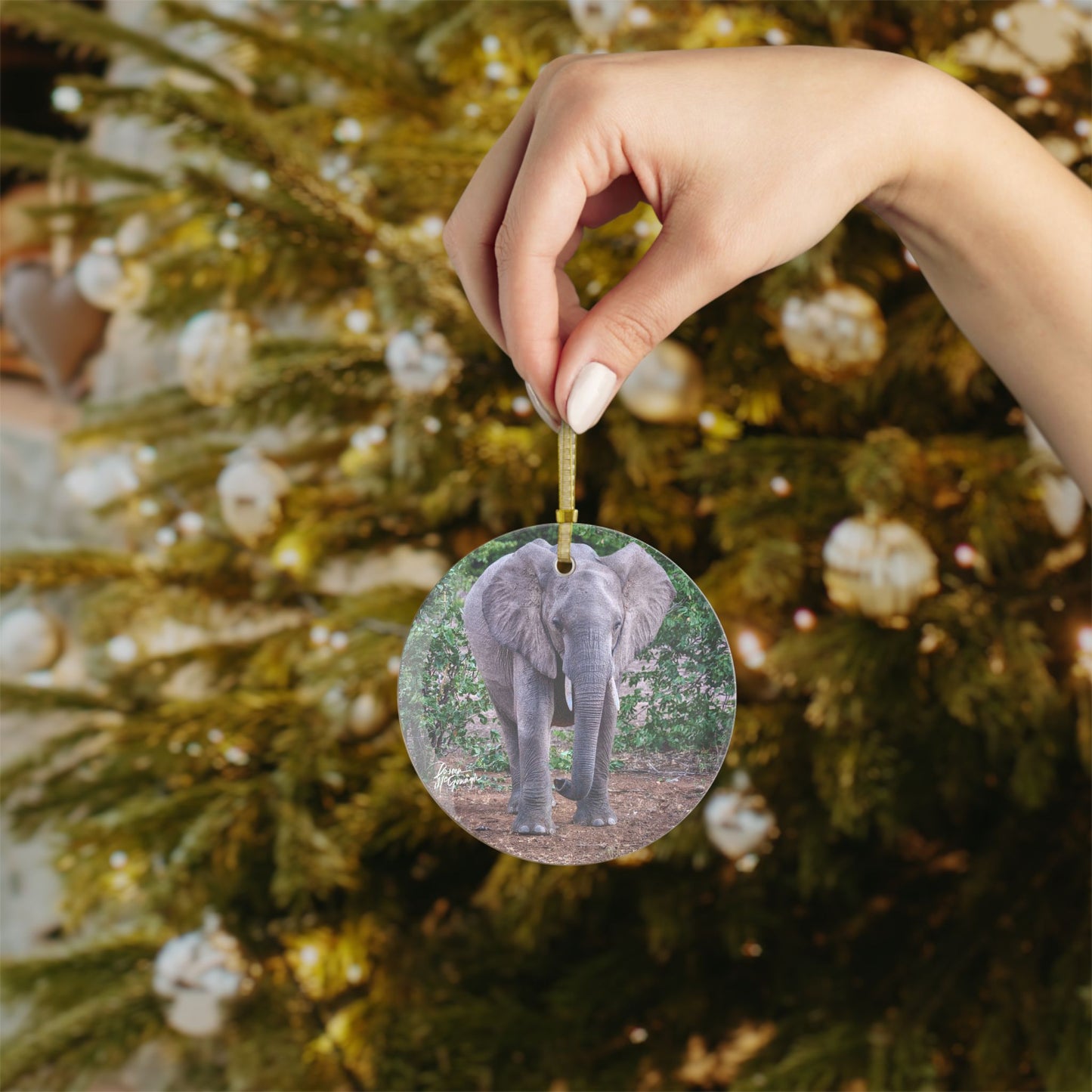 Elephant in Forest Glass Ornament | Nature Inspired Holiday Décor | Enjoy Nature Collection