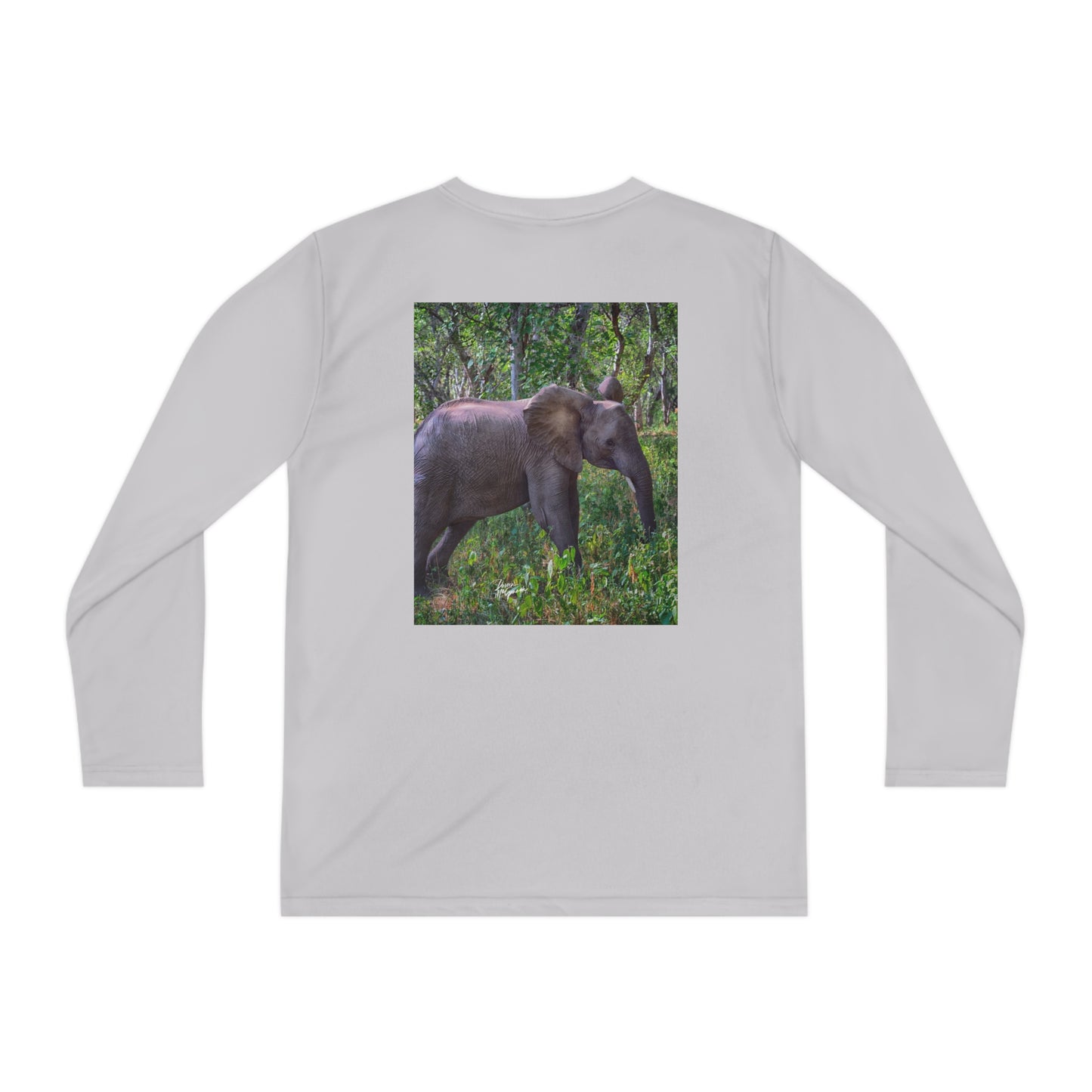 Youth Competitor Long Sleeve Tee with Elephant Baby in Forest by Enjoy Nature