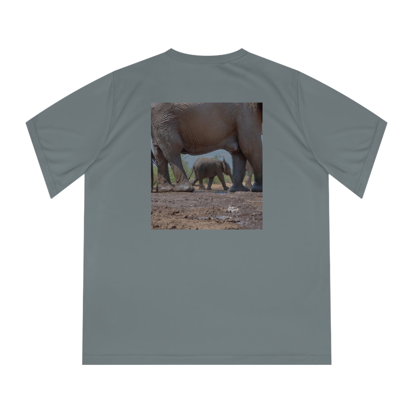 Women's Performance V-Neck T-Shirt - Elephant Baby Under Watchful Eye of Mom by Enjoy Nature