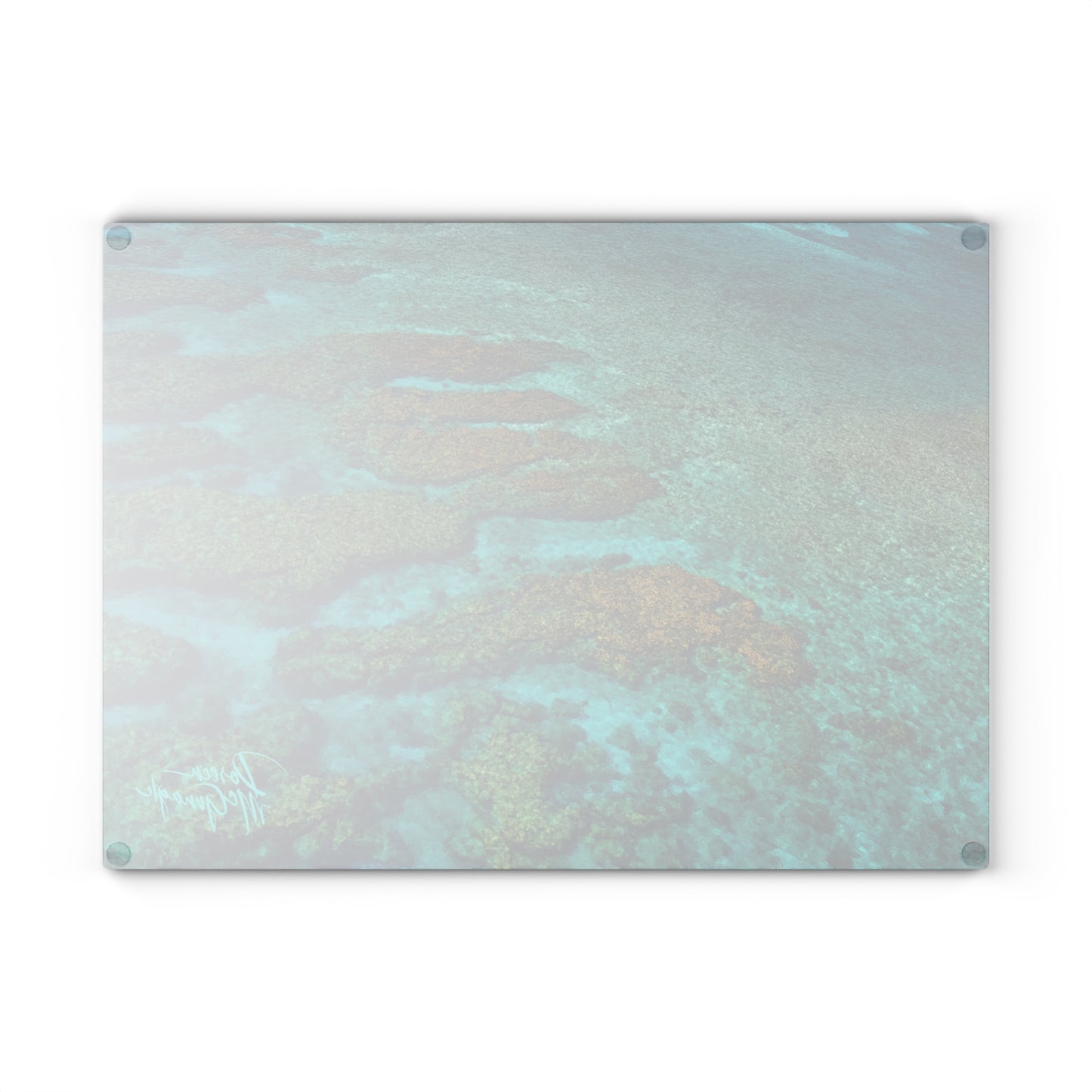 Turquoise Coral Reef Ocean Art Glass Cutting Board – Coastal Kitchen Countertop Board | Enjoy Nature | Spirited Design Studio