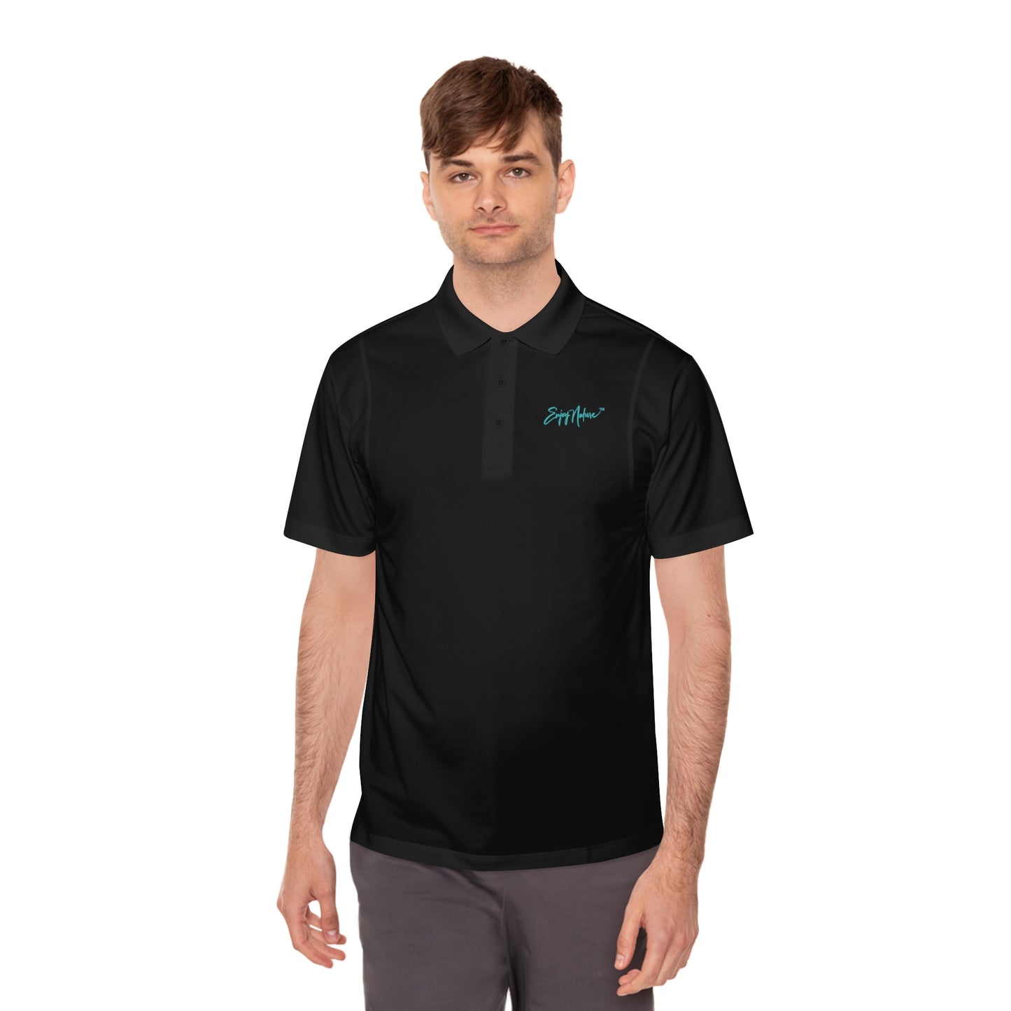 Men’s Sport Polo — Aerial Ocean Reef Print | Lightweight Performance Polo with Coastal-Inspired Back Design | Enjoy Nature