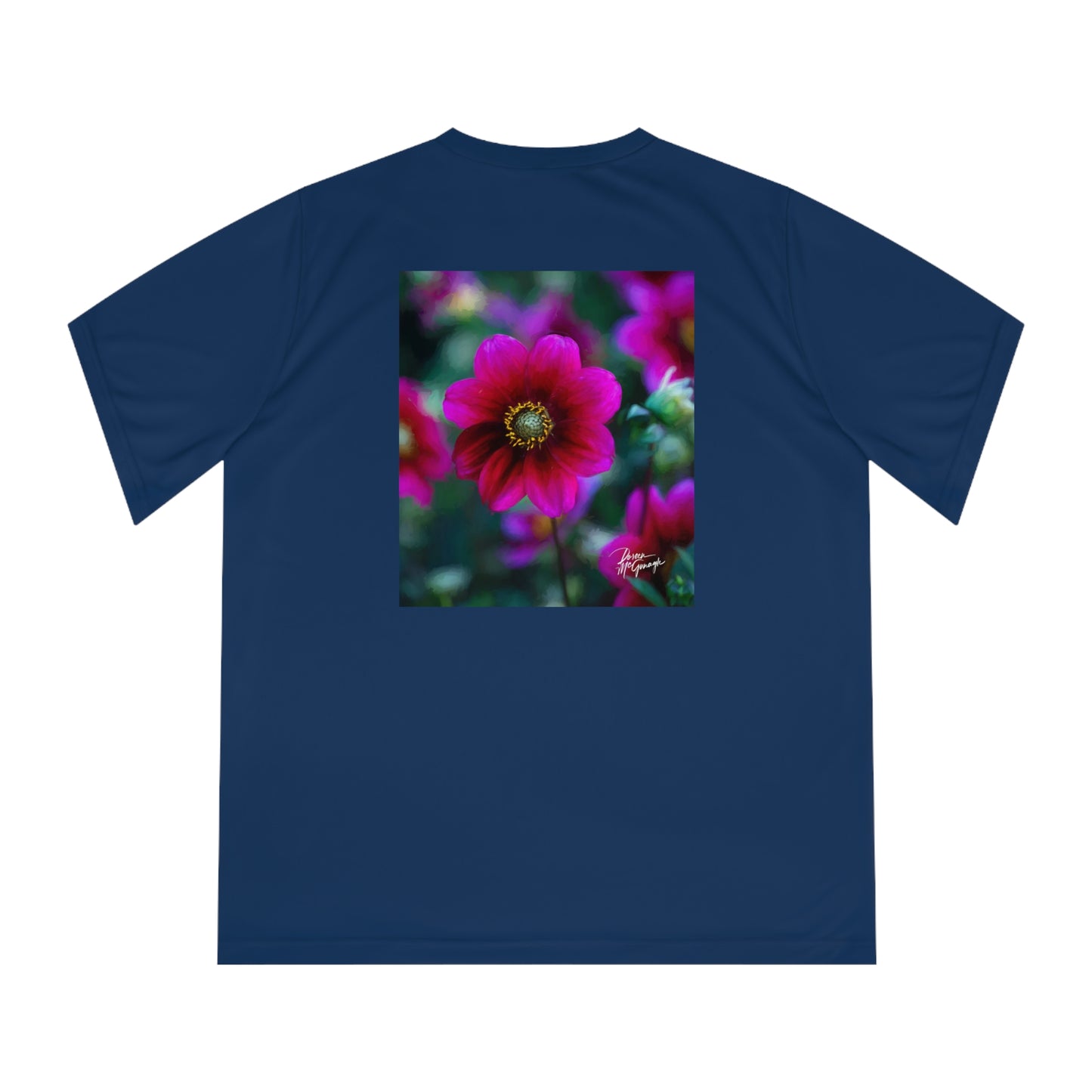 Women’s Nature-Inspired Performance V-Neck T-Shirt – Heart of Dahlia Dreams Design