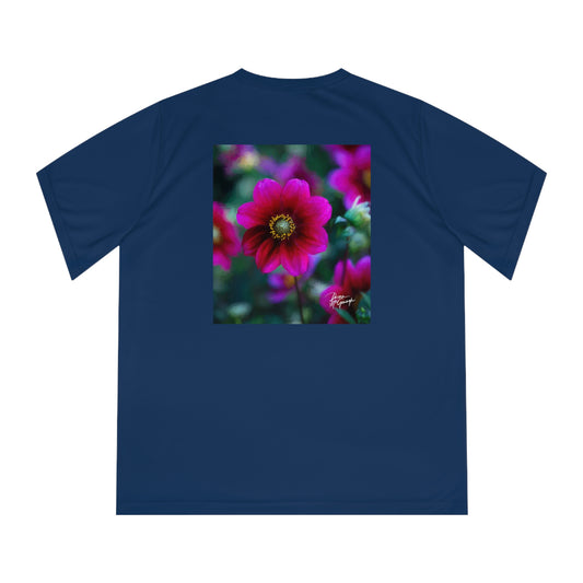 Women’s Nature-Inspired Performance V-Neck T-Shirt – Heart of Dahlia Dreams Design