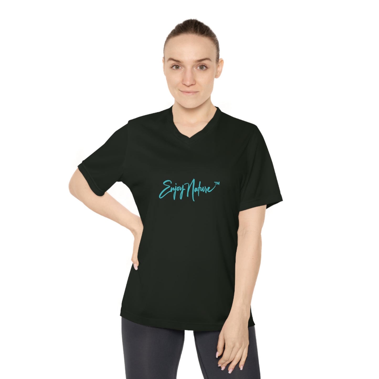 Enjoy Nature™ V-Neck Tee — Scenic Bird Fine Art Photography Performance Shirt | Scrub Jay