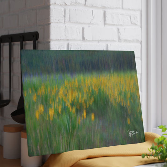 Wildflower Abstract Glass Cutting Board | Nature Inspired Kitchen Décor | Enjoy Nature Everyday