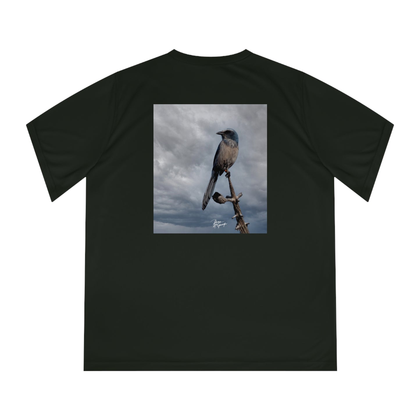 Enjoy Nature™ V-Neck Tee — Scenic Bird Fine Art Photography Performance Shirt | Scrub Jay