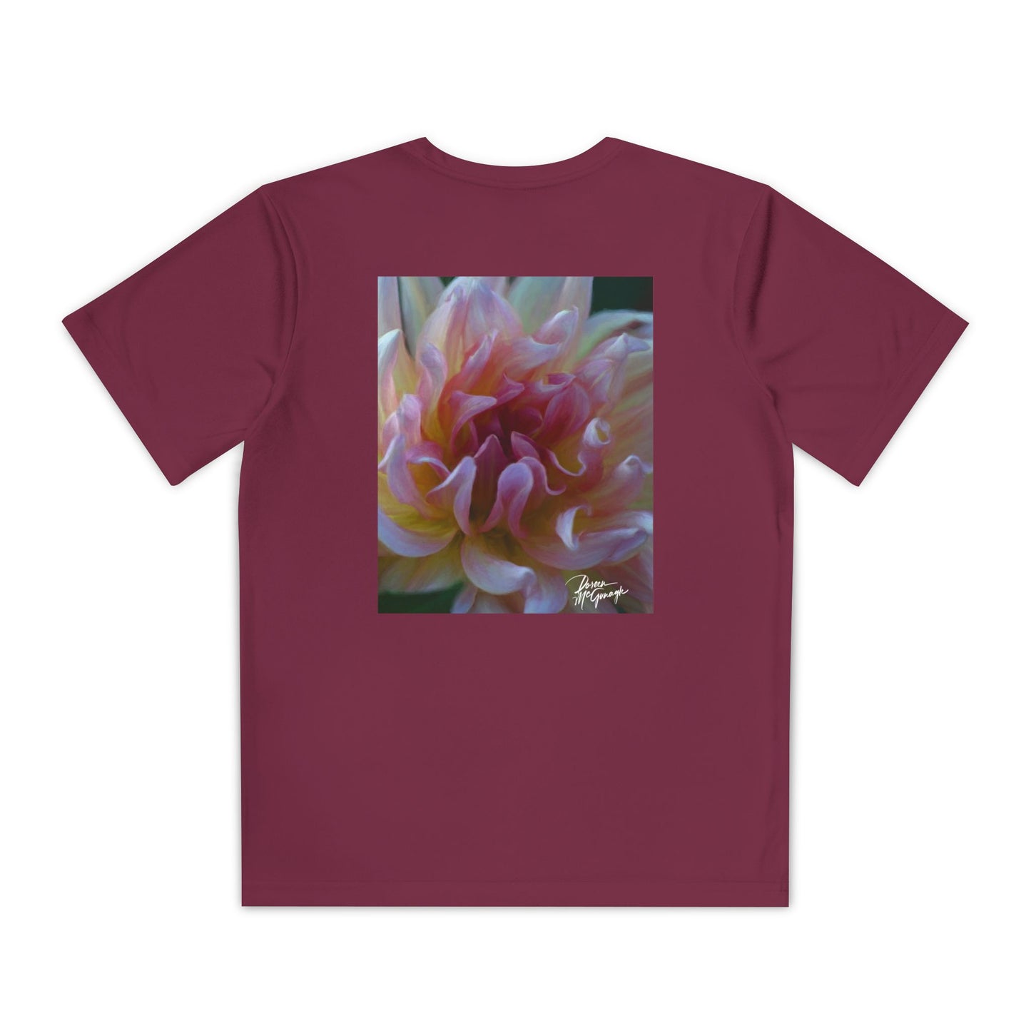 Youth Nature Tee – Veil of Cream and Blush Dahlia Design, Perfect Gift for Kids, Stylish Summer Top, Birthday Shirt, Fun Sportswear