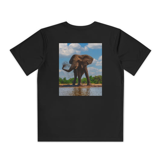 Youth Elephant Tee — Enjoy Nature™ Fine Art Kids T-Shirt | Elephant Dance in Sunlit Dust
