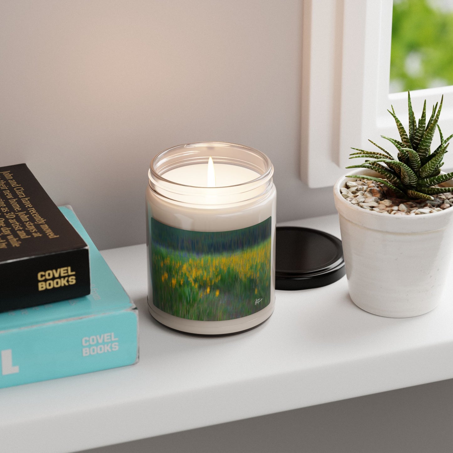 Scented Soy Candle with Abstract Floral Design, Eco-Friendly Aromatherapy Candle, Home Fragrance Gift, Relaxing Soy Wax Candle, Spring Decor