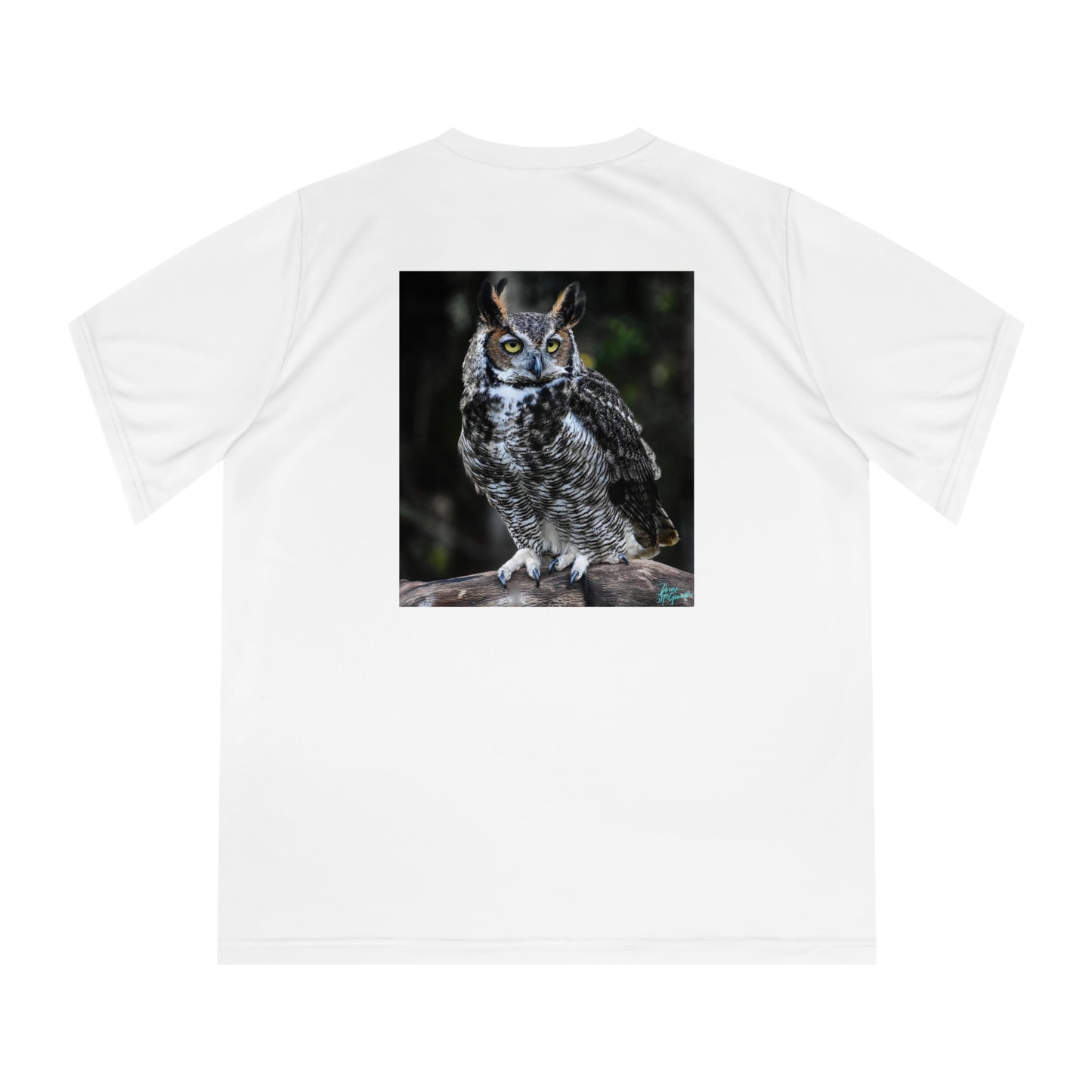 Upgrade Your Workout Gear with Our Great Horned Owl Women's Performance V-Neck T-Shirt
