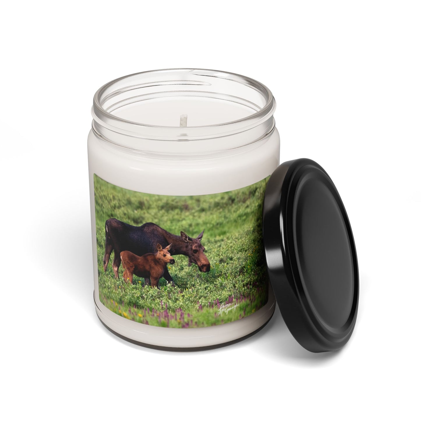 Scented Soy Candle with Moose and baby  Design - Eco-Friendly Home Décor, Farmhouse Gift, Aromatherapy, Relaxation, Nature-Inspired Moose with baby
