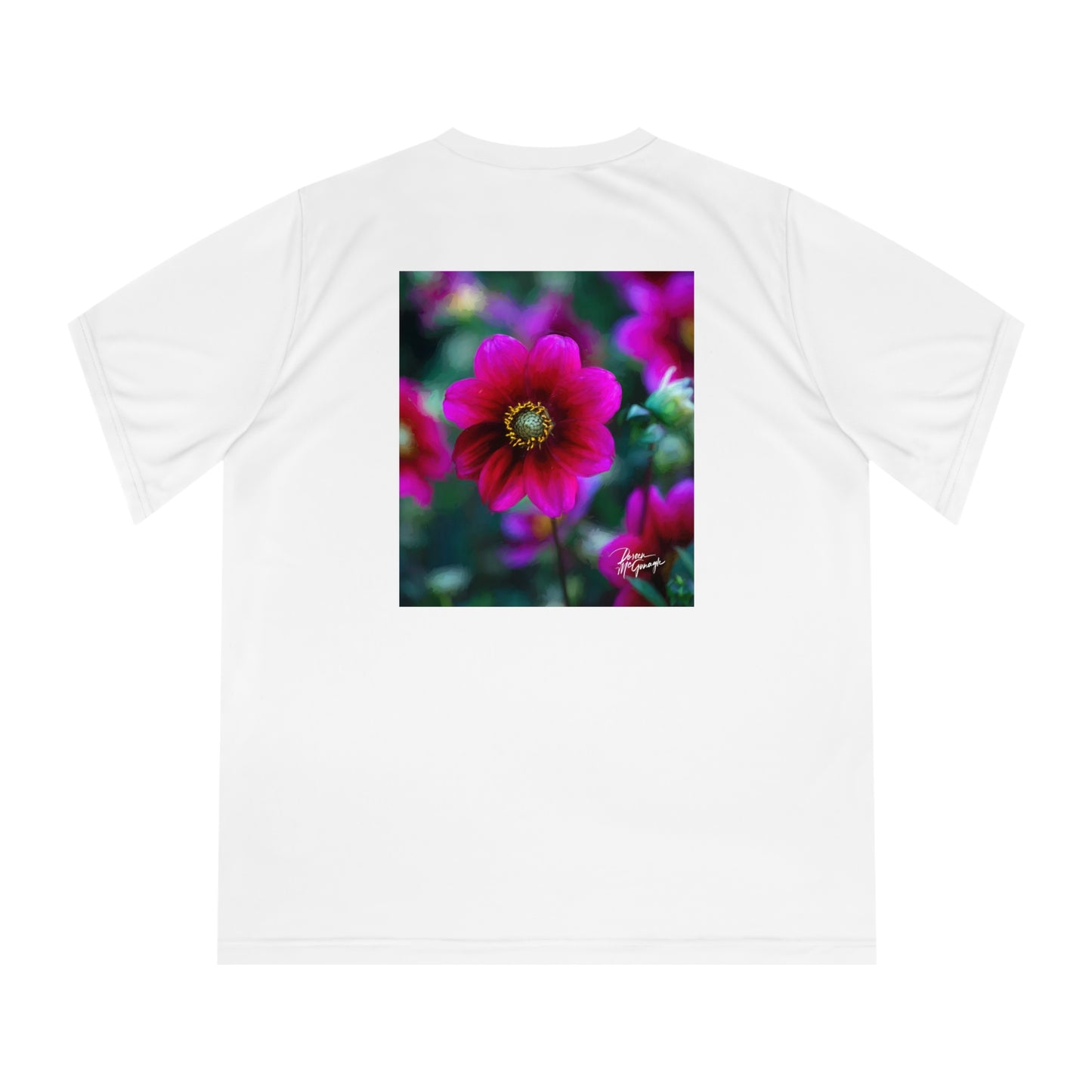 Women’s Nature-Inspired Performance V-Neck T-Shirt – Heart of Dahlia Dreams Design