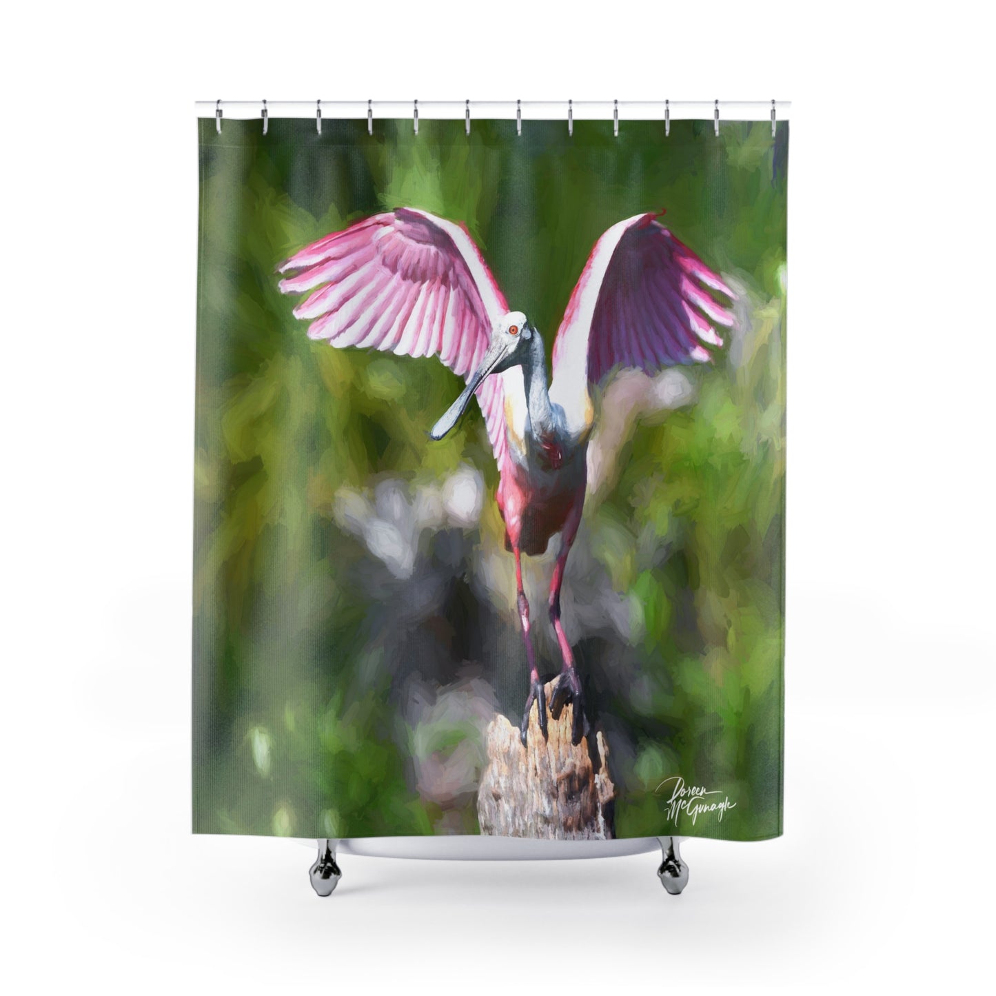 Roseate Spoonbill Shower Curtain – Nature-Inspired Bathroom Decor | Enjoy Nature Collection