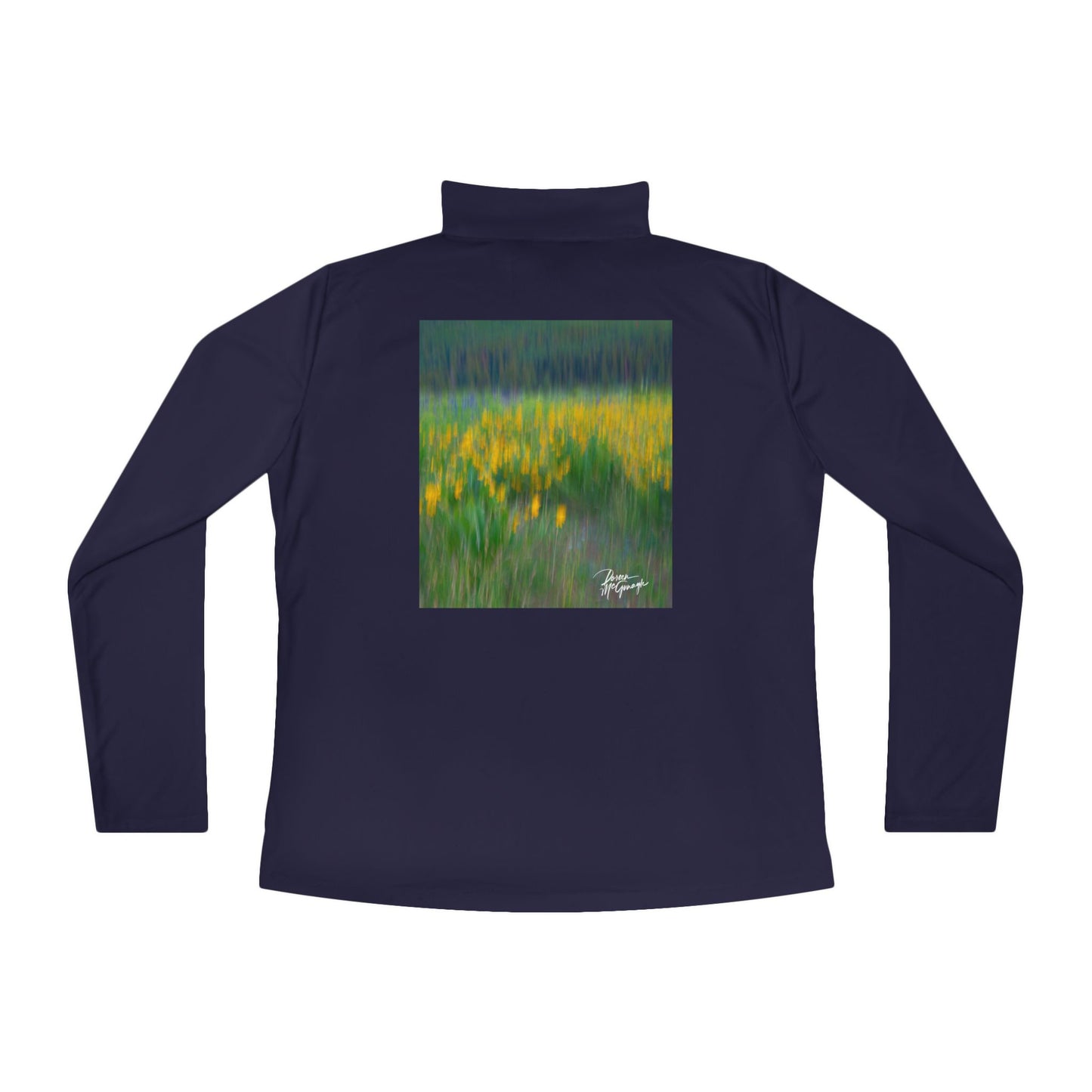 Wildflowers Abstract Ladies Quarter-Zip Pullover | Nature Inspired Activewear | Enjoy Nature Collection