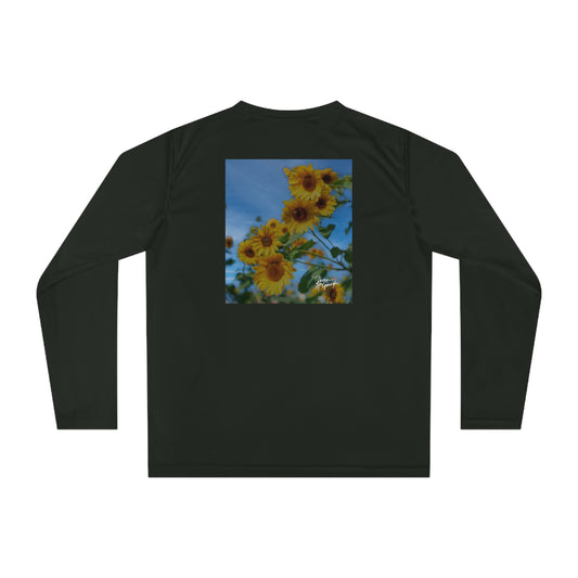 Unisex Performance Long Sleeve Shirt – Sunflower Design | Sporty Tee for Outdoor Activities, Summer Wear, and Gifts for Nature Lovers