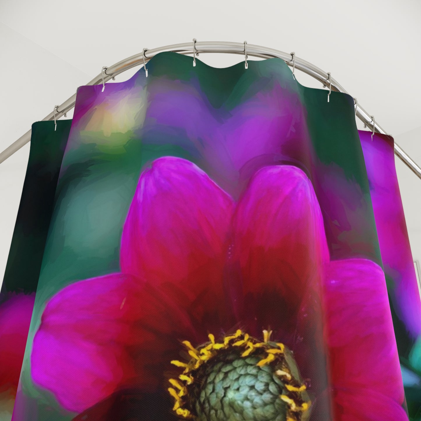 Shower Curtain: Heart of Dahlia Dreams – Nature-Inspired Floral Elegance