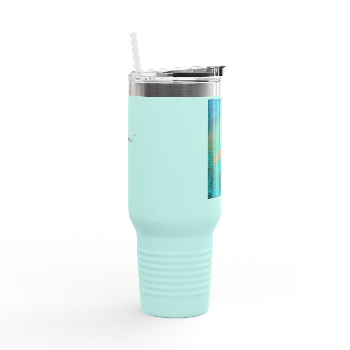 40 oz Insulated Travel Mug – Turquoise Ocean Reef Enjoy Nature | Spirited Design Studio